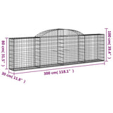 NNEVL Arched Gabion Baskets 4 pcs 300x30x80/100 cm Galvanised Iron