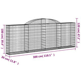 NNEVL Arched Gabion Baskets 8 pcs 300x30x100/120 cm Galvanised Iron