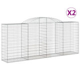 NNEVL Arched Gabion Baskets 2 pcs 300x50x120/140 cm Galvanised Iron
