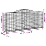 NNEVL Arched Gabion Baskets 2 pcs 300x50x120/140 cm Galvanised Iron