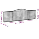 NNEVL Arched Gabion Baskets 4 pcs 400x30x100/120 cm Galvanised Iron