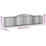 NNEVL Arched Gabion Baskets 3 pcs 400x50x80/100 cm Galvanised Iron