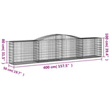 NNEVL Arched Gabion Baskets 8 pcs 400x50x80/100 cm Galvanised Iron