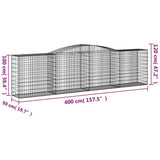 NNEVL Arched Gabion Baskets 9 pcs 400x50x100/120 cm Galvanised Iron