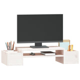 NNEVL Monitor Stand White 70x27.5x15 cm Solid Wood Pine