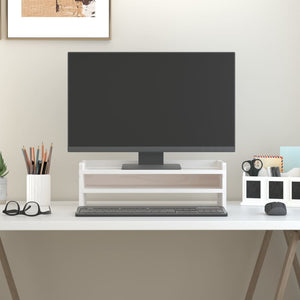 NNEVL Monitor Stand White 50x24x16 cm Solid Wood Pine