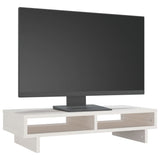 NNEVL Monitor Stand White 60x27x14 cm Solid Wood Pine