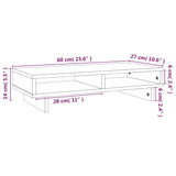 NNEVL Monitor Stand White 60x27x14 cm Solid Wood Pine