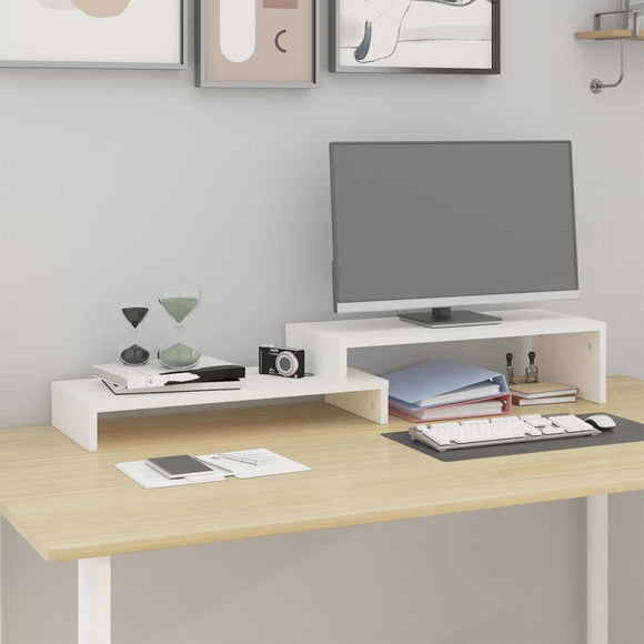 NNEVL Monitor Stand White (52-101)x22x14 cm Solid Wood Pine