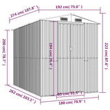 NNEVL Garden Shed Green 192x274x223 cm Galvanised Steel