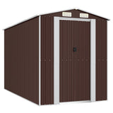 NNEVL Garden Shed Dark Brown 192x357x223 cm Galvanised Steel