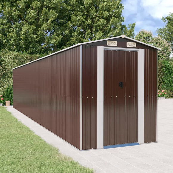 NNEVL Garden Shed Dark Brown 192x938x223 cm Galvanised Steel