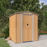 NNEVL Garden Shed Light Brown 192x191x223 cm Galvanised Steel