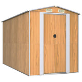 NNEVL Garden Shed Light Brown 192x357x223 cm Galvanised Steel