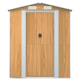 NNEVL Garden Shed Light Brown 192x440x223 cm Galvanised Steel