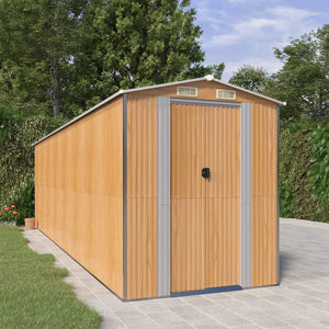 NNEVL Garden Shed Light Brown 192x689x223 cm Galvanised Steel