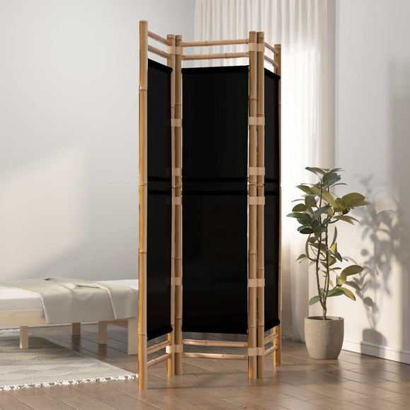 NNEVL Folding 3-Panel Room Divider 120 cm Bamboo and Canvas