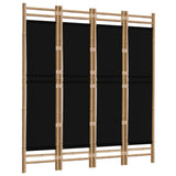 NNEVL Folding 4-Panel Room Divider 160 cm Bamboo and Canvas