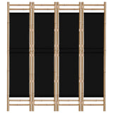 NNEVL Folding 4-Panel Room Divider 160 cm Bamboo and Canvas