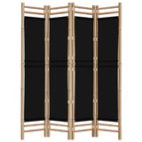NNEVL Folding 4-Panel Room Divider 160 cm Bamboo and Canvas