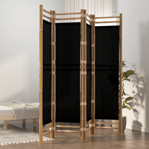 NNEVL Folding 4-Panel Room Divider 160 cm Bamboo and Canvas