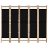 NNEVL Folding 5-Panel Room Divider 200 cm Bamboo and Canvas