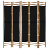 NNEVL Folding 5-Panel Room Divider 200 cm Bamboo and Canvas