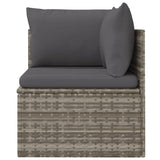 NNEVL Garden Corner Sofa with Cushion Grey 57x57x56 cm Poly Rattan