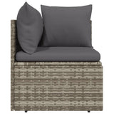 NNEVL Garden Corner Sofa with Cushion Grey 57x57x56 cm Poly Rattan
