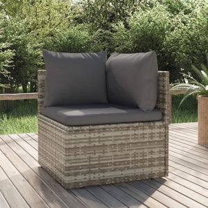 NNEVL Garden Corner Sofa with Cushion Grey 57x57x56 cm Poly Rattan