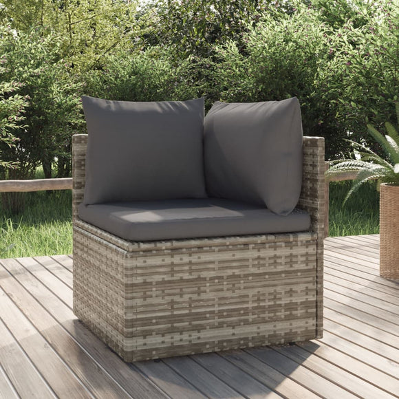 NNEVL Garden Corner Sofa with Cushion Grey 57x57x56 cm Poly Rattan