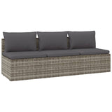 NNEVL 3-Seater Garden Sofa with Cushions Grey Poly Rattan