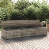 NNEVL 3-Seater Garden Sofa with Cushions Grey Poly Rattan