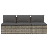 NNEVL 3-Seater Garden Sofa with Cushions Grey Poly Rattan