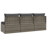 NNEVL 3-Seater Garden Sofa with Cushions Grey Poly Rattan