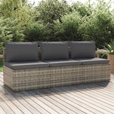 NNEVL 3-Seater Garden Sofa with Cushions Grey Poly Rattan