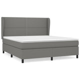 NNEVL Box Spring Bed with Mattress Dark Grey 152x203 cm Queen Fabric