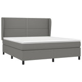 NNEVL Box Spring Bed with Mattress Dark Grey 152x203 cm Queen Fabric