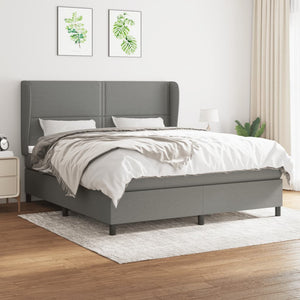 NNEVL Box Spring Bed with Mattress Dark Grey 152x203 cm Queen Fabric