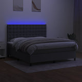 NNEVL Box Spring Bed with Mattress&LED Dark Grey 152x203 cm Queen Fabric