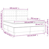 NNEVL Box Spring Bed with Mattress&LED Dark Grey 152x203 cm Queen Fabric