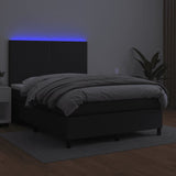 NNEVL Box Spring Bed with Mattress&LED Black 137x190 cm Double Faux Leather