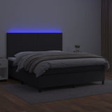 NNEVL Box Spring Bed with Mattress&LED Black 152x203 cm Queen Faux Leather