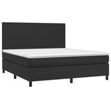 NNEVL Box Spring Bed with Mattress&LED Black 152x203 cm Queen Faux Leather