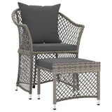 NNEVL 2 Piece Garden Lounge Set with Cushions Grey Poly Rattan
