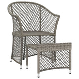 NNEVL 2 Piece Garden Lounge Set with Cushions Grey Poly Rattan