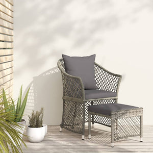 NNEVL 2 Piece Garden Lounge Set with Cushions Grey Poly Rattan