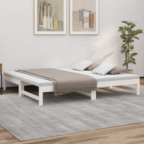 NNEVL Pull-out Day Bed White 2x(92x187) cm Solid Wood Pine