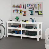 NNEVL Work Bench White 181x50x80 cm Solid Wood Pine