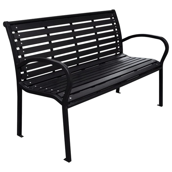 NNEVL Garden Bench Black 116 cm Steel and WPC